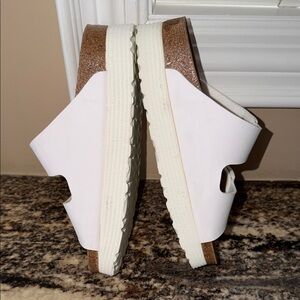 Papillio White Slide Sandals with Cork Footbed